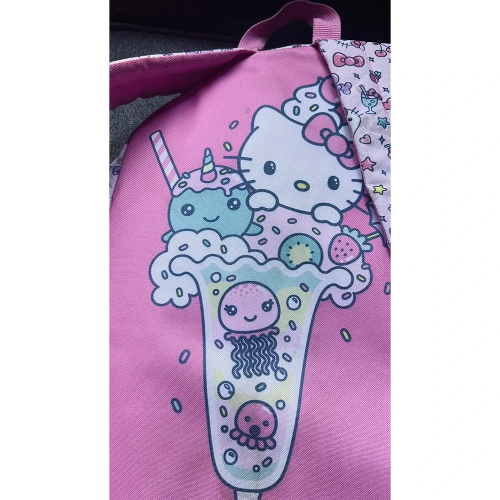 Hello Kitty Backpack Kids Pink Cupcake Treats Print Reflective Straps